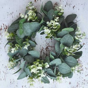 Decorative Flowers Wreaths Artificial Flower Eucalyptus Outdoor Decoration Front Door Wall Window Simulation Holiday Celebration P230310