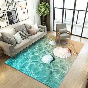 Carpet Beach Wave Living Room Carpet 3D Landscape Printing Floor Mat Flannel Sponge Large Bathroom Carpet Decoration Bedroom Carpet Soft 230329