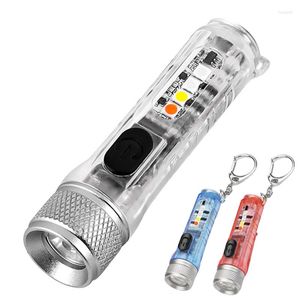 Ficklampor facklor Mini Keychain LED Portable Pocket Work Light USB RECHAREBLEABLE LAMP Fluorescerande Magnetic Warning Camping