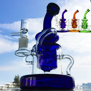 Tornado Recycler Hookahs Dab Oil Rig Rig de 24 cm de altura Klein Recyler Bongo de vidro mostrada por bonges pesados ​​Base pesada 14,5 mm Tubos de água da articulação fêmea de 4 mm de espessura