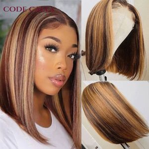 Human Chignons Highlight Wig Hair Bob Straight Lace Front Brasilianische Shorts On Sale Clearance 230329