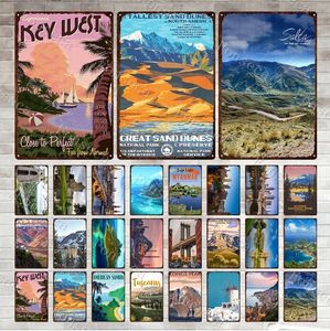 Mountain Lake Scenery Art Painting Sign Retro Metal Plaque Aesthetic Home Living Room Wall Decor Posters Art Painting Plate 30X20cm W03