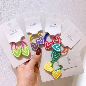 2023 1 Pair New Fashion Korean Princess Children's Ponytail Hair Accessories Sweet Girl Simple Colorful Love Rubber Band Hair Rope