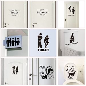 Väggklistermärken wc toalett ingångsskylt dörr klistermärken för offentlig plats hem dekoration kreativa mönster väggdekaler diy rolig vinylmural konst 230329