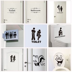 Adesivos de parede wc adesivos de porta de entrada do banheiro para o local de decoração criativa decalques de parede de padrões criativos DIY Funny Vinyl Mural Art 230329