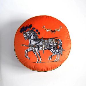 Dekoratives Überwurfkissen, rund, 45 cm Durchmesser, Pferde-Polyester-Kissen für Sofa, Zuhause, Capa de Almofadas
