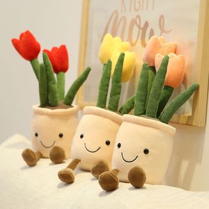 Söt simulering Flower Doll Plant Ornament Tulpan Flower Bouquet Plush Potted Toy Doll Doll Present