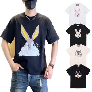 Camiseta masculina camisetas letra letra de coelho impressão de moda de moda feminina impressão de manga curta Roupas redondos de pescoço e camisetas xxl 3xl 4xl tamanho asiático