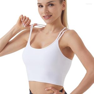 Yoga Outfit Crisscross Back Longline Sport Bra For Women Fitness Sexy Strappy Running Wear Build In Removable Padded Push Up Breathable