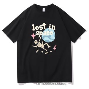 Herrtröjor Lost in Space Harajuku Letter Creative Skull Print T-shirt Herr Sommar Bomulls Kortärmad Hip Hop Kläder 230329