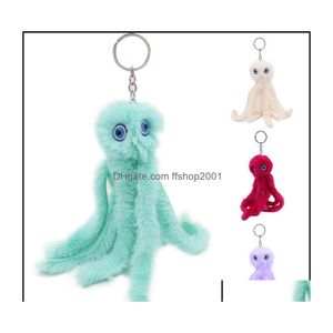 Anahtar Yüzük Takılar Sahte Tavşan Kürk Pompom Yüzük Ahtopus Peluş Bebek Keyfoblar Hayvan Kabarık Key Zincirler Moda Kadınlar Çanta Kolye Yahudi D DHSBE