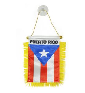 Puerto Rico Mini Flag Banner 10x15 cm Premium Polyester Pennant met Suction Cup voor Home Office Door Decor8520474