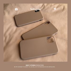 iPhone 13の贅沢14プロマックスケースレトロブラウンソリッドカラーシンプルな韓国のカップル電話ケースコケのシリコンカバー12ミニ11プロXSマックス7 8