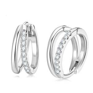 Hoop Huggie IOGOU 100% Genuine Double Hoop Earrings for Women 925 Sterling Silver In Trendy Engagement Jewelry Gift 230328