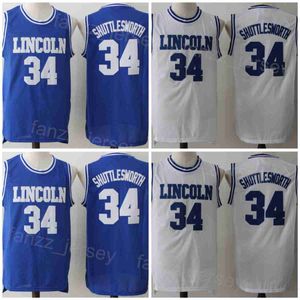 Lincoln Moive Basketball 34 Jesus Shuttlesworth Jerseys College Big State Han fick Game University Brodery and Sying Blue White Team för sportfans män NCAA