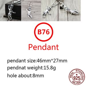 B76 S925 Sterling Silver Pendant Personalized Fashion Simple Couple Creative Skull Man Net Red Hip Hop Punk Style Jewelry Lover Gift