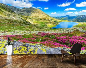 Wallpapers Papel DE Parede Glacier Lake High Mountains And Flower Landscape 3d Wallpaper Living Room Bedroom Wall Papers Home Decor Mural