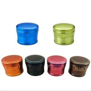 Latest Drum Metal Tobacco Smoking Herb Grinder 53mm 63mm 70mm Aluminium Alloy Clear Top Window Crusher Abrader Grinders 6 Colors 4 Parts