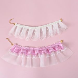 Dog Collars Cute Pet Lace Pearl Collar Adjustable Princess Style Neck Ring For Pets Cats Puppy Dogs Birthday Party Wedding Accessories