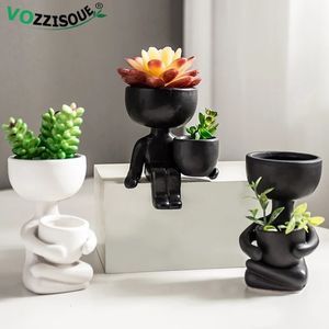 Planters Pots Creative Cute Imitation Humanoid Ceramic Flower Pot Succulent Planter Crafts Vase Home Decoration Personlig gåva Partihandel 230329