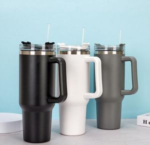 1pc 40 oz de coques de caneca alça Tumblers isolados pálpebras palha de aço inoxidável Termos de café com SS0202