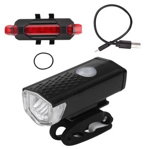 Luci per bici Luce anteriore per bicicletta Set LED ricaricabile tramite USB Fari da montagna e posteriori Guida notturna