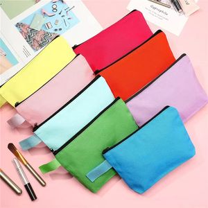 Bolsas de maquiagem de lona Travel Bolsa de cosméticos Bolsa de maquiagem simples Bolsa de higiene pessoal em branco Sacos de artesanato Diy com zíper para mulheres meninas E0329