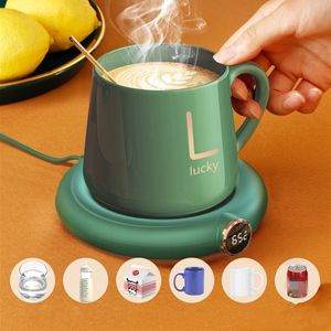Other Kitchen Tools USB Heating Warm Cup Mat Coffee Mug Warmer Constant Temperature Coaster 3 Gear Digital Display Adjustment Timing Heater for Milk 230329