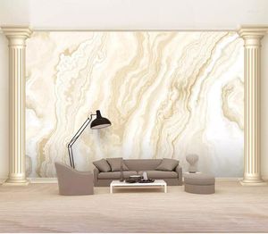 Papéis de parede Bacaz European 8d Wall Paper Mural 3D Gold Malmold Paper Wallpaper Adesher para Murais da Sala de Livro Decoração