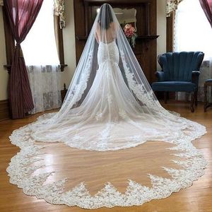 Bridal Veils Cathedral Custom Made 3/4/5 M Long Veil One Layer Lace Edge Appliqued For Women Hair Accessories