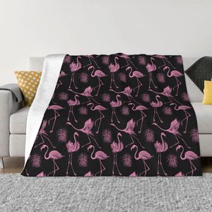 Blankets Flamingo Bird Animal Pink Blanket Flannel All Season Multi-function Soft Throw Blanket for Bed Office Quilt 230329
