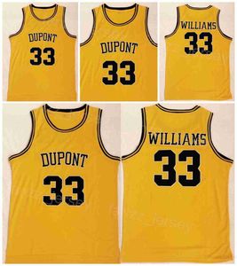 Dupont College Basketball Jason Williams Jerseys 33 High School University Shirt All Stitched Team Color Yellow For Sport Fans Breathable Pure Cotton Men NCAA