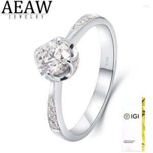 Cluster Rings Center 0.451ct VS1 CVD HPHT Lab Grown Diamond Engagement Anniversary Ring For Lady Christmas Gift In