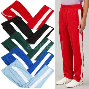 Mensbyxor Sidor Stripe Sports Pants Mens Designer Velvet Pants Womens Loose Right Running Pants Pants S-XL