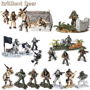 Jungle Snow Desert Combat Scene Special Force WW2 Soldados de brinquedos militares Ação Figura Figura do exército Gun Building Blocks Set