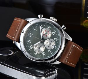 New Men's Watch Quartz Endurance Pro Chronograph 44mm Leather Watch Band 1884 Men Watches Hardex Glass Wristwatches