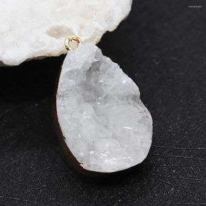 Pendant Necklaces Druzy Crystal Geode Natural Stone Pendants Water Drop Shaped Quartz Nugget Charms For Jewelry Making DIY Trendy Necklace