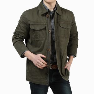 Jackets masculinos Jaqueta de outono da primavera Men Mid-Long Cotton Multi-Pockets Jackets Militares Casacos Recunda o colar da moda casual Jaqueta Masculina 230329