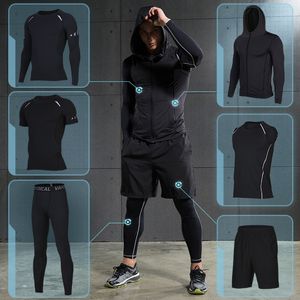 Running Sets Sports wear gym fitness track and field wear men's running suits compressed basketball underwear tight sportswear dry fitness wear 230329