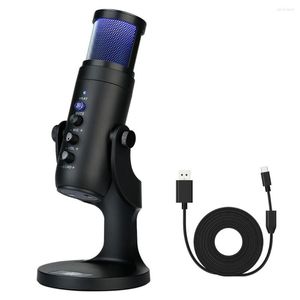 Microphones Computer Type-c Condenser Microphone RGB Light 360 Degree Rotating Adjustable Dimmable Mic Desktop PC Accessories