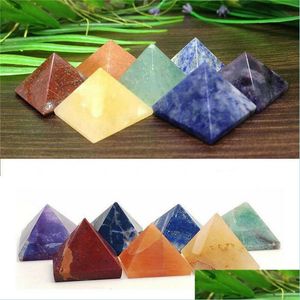 Hängen Pyramid Natural Stone Crystal Healing Wicca Spirituality Ristningar Craft Square Quartz Turquoise Gemstone Carnelian smycken Dhyvv