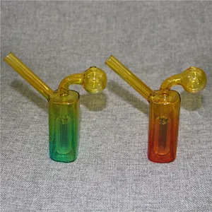 Mini Glass Oil Burner Bong Hosah Water Pipes med tjocka Pyrex Färgglada Heady Recycler Ash Catcher Dab Rig Hand Bongs för rökning