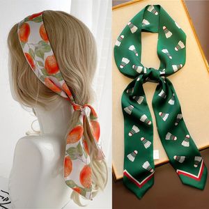 Bandanas Durag Print Skinny Ribbon Scarf для женского галстука для волос Bandana Silk Accessories Accessories Girl Fashion Rels Rink Nearchief 230328