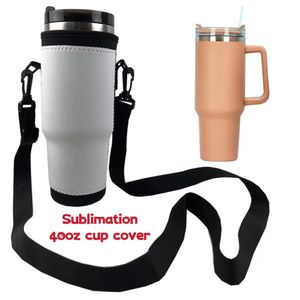 Sublimation Blank Neoprene 40oz tumbler Sleeve Holder With Adjustable Shoulder Strap Drinkware Handle Water cups Cover