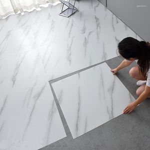 Wallpapers Simulated Marble Tile Floor Sticker PVC Waterproof Self-adhesive For Living Room Toilet Kitchen Home Decor 3d Wall
