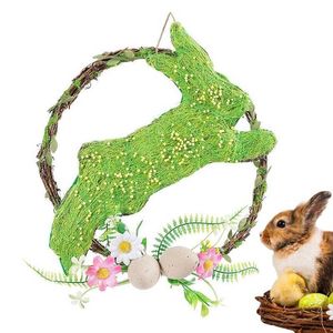 Decorative Flowers Wreaths Easter Wreath For Front Door Hanger With Pastel Eggs Wall Decoration P230310