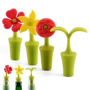 Flower Silicone Wine Bottle Stopper Beer Bottle Cap Cork Convenience Champagne Bottle Sealing Stopper Kitchen Bar Accessories