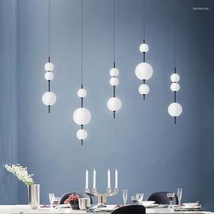 Pendelleuchten Moderne LED-Lampe Kürbis Glas Lampenschirm Lichter Ball Deckenleuchte Küche Wohnkultur Hängende Innenbeleuchtung