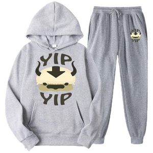 Jogging kläder män yip appa avatar den sista airbender set casual herre fleece hoodies byxor byxor två-stycken trendiga sportkläder