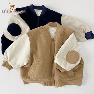 Jackor Fashion Baby Girl Boy Corduroy Jacket Infant Toddle Child Bomber Coat Blazer Outwear Patched Spring Autumn Clothes 6m 12y 230329